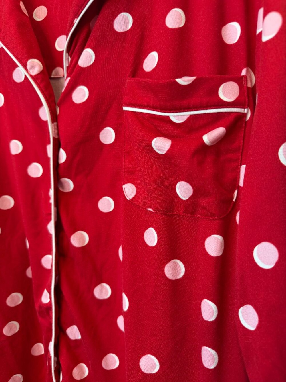 Kate Spade Red Pink Polka Dot Pajama Set Size XL - Picture 3 of 11